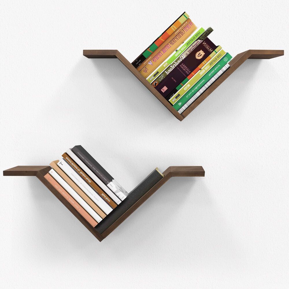 Set of 2, Modern Hanging Bookshelf, Wall Mounted Book Shelves